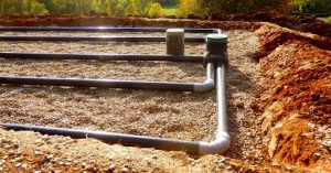 septic system lines assembled in the field during installation